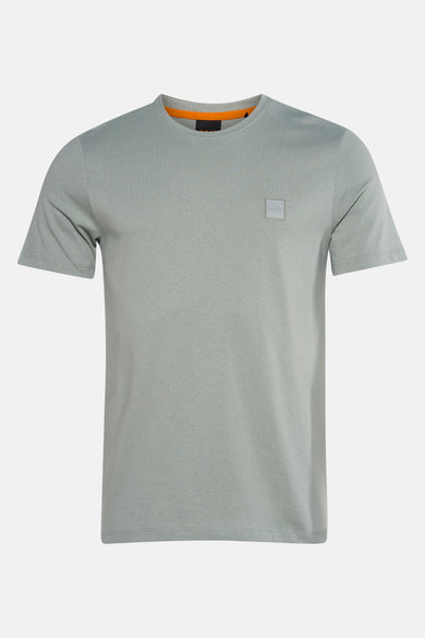 T-shirt vert avec manches courtes de HUGO BOSS ORANGE, doté d'un logo carré sur la poitrine.