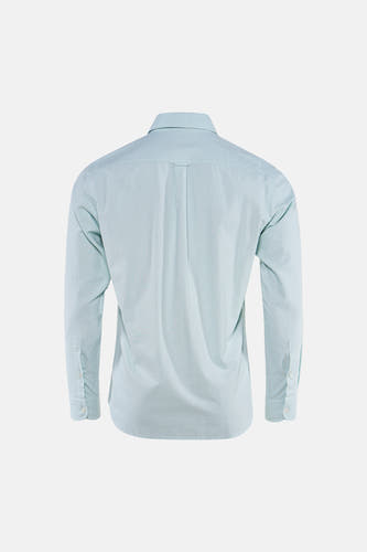 Blauw hemd van HUGO BOSS ORANGE, fijn gestructureerd, rugweergave met lange mouwen en rugplooien.