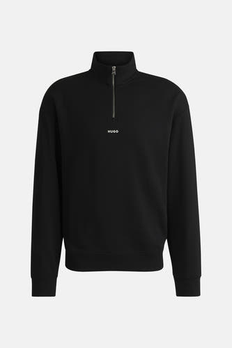 Gilet noir avec fermeture éclair de HUGO, à col haut et au logo sur la poitrine.