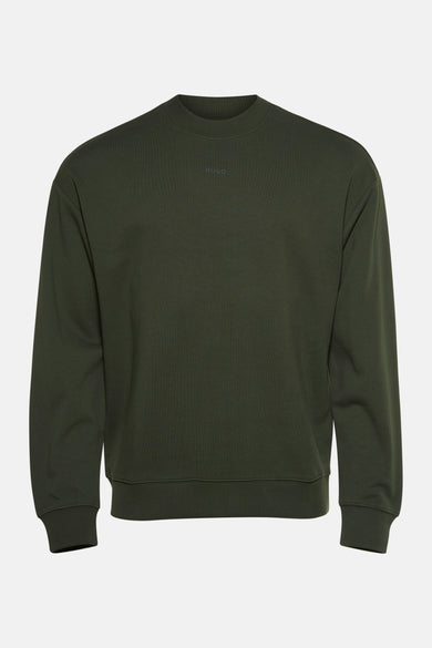 Groene sweater met ronde hals van HUGO, zonder patroon en effen kleur.
