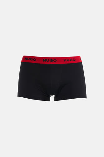 Zwarte boxershort van HUGO, met een rode elastische tailleband met logoprint.