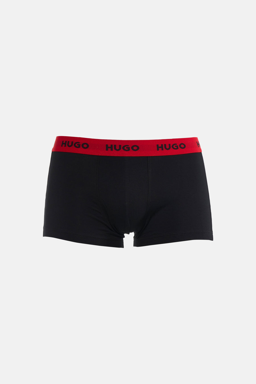 Zwarte boxershort van HUGO, met een rode elastische tailleband met logoprint.