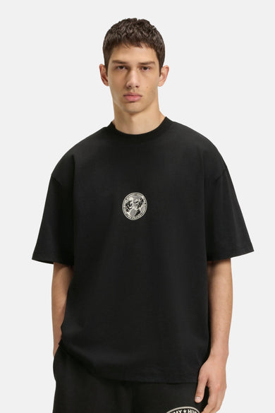 Zwart T-shirt met korte mouwen van HUGO, met ronde hals en logo print op de borst.