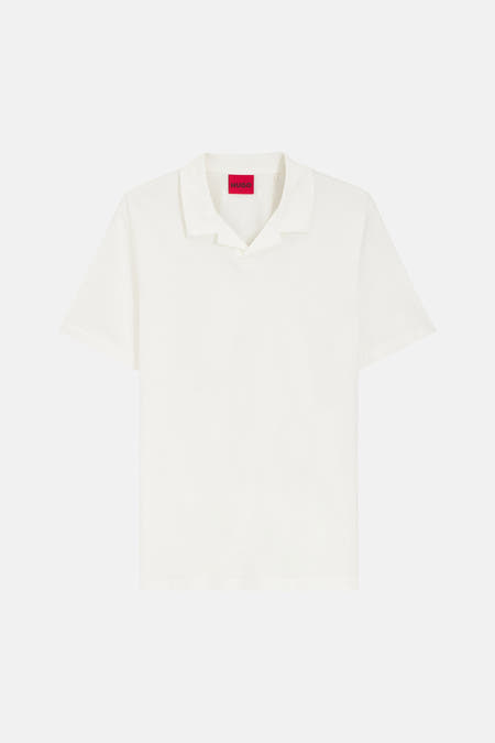 Witte polo met korte mouwen van HUGO, effen design met een open kraag.
