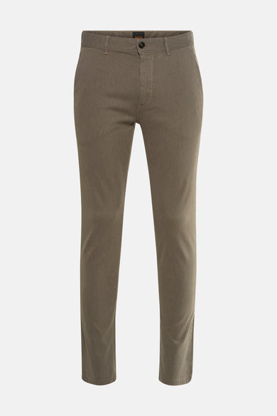 Grijze chino van HUGO BOSS ORANGE, effen geweven textuur, casual stijl.

