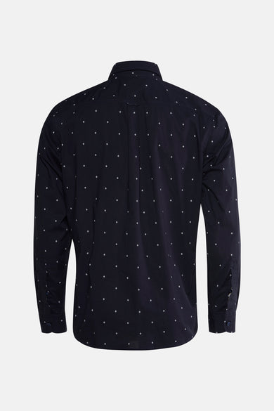 Chemise bleue à manches longues de HUGO BOSS ORANGE, avec un petit motif à carreaux, dos.