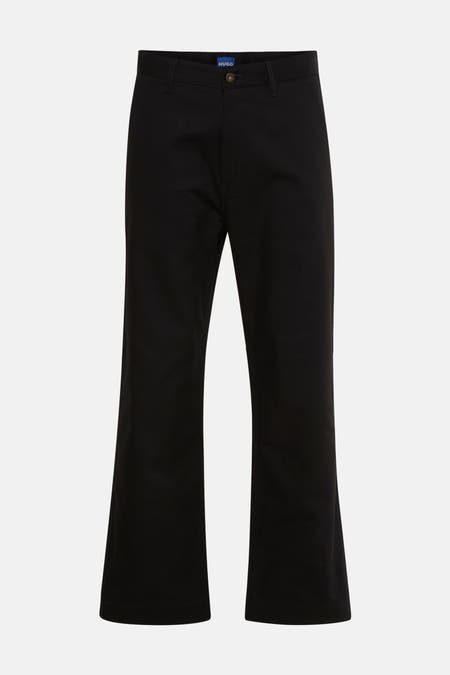 Pantalon noir HUGO BLUE avec des jambes larges et une fermeture à boutons.