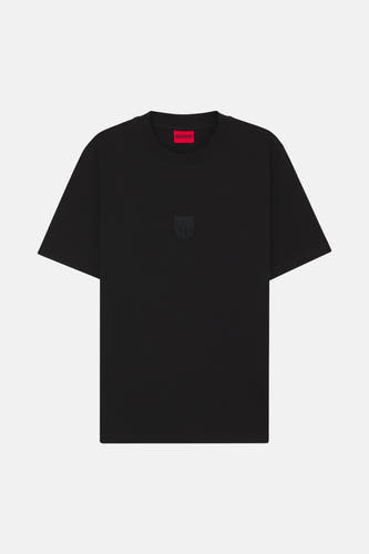 Zwart T-shirt met korte mouwen van HUGO, met een discreet logo-embleem op de borst.