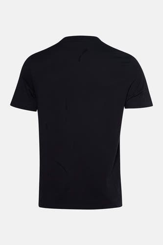 T-shirt noir à manches courtes de HUGO, vu de l'arrière, avec des taches subtiles.