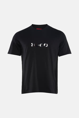 Zwart T-shirt met korte mouwen van HUGO, met een logo op de borst.