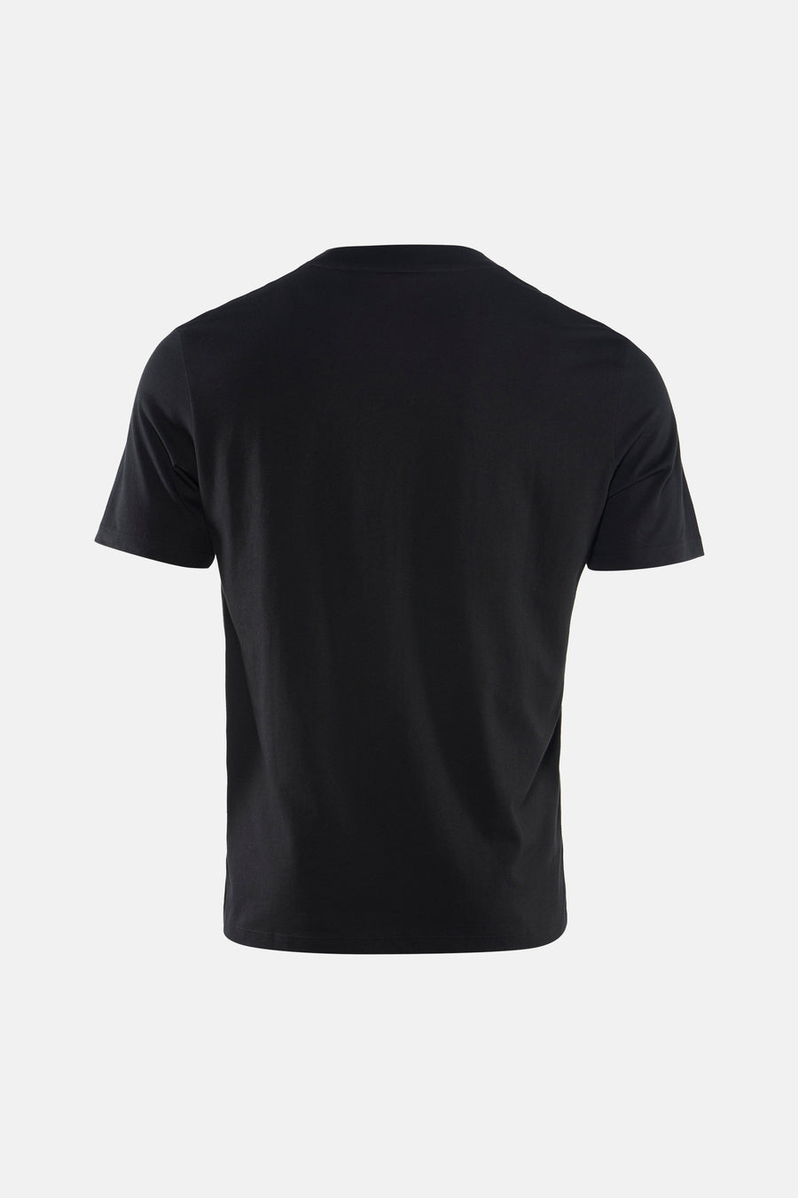 Zwart T-shirt met korte mouwen van HUGO, effen achterkant weergegeven op een lichte achtergrond.
