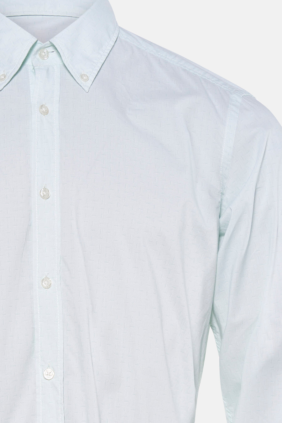 Chemise turquoise de HUGO BOSS ORANGE avec motif zigzag subtil, col boutonné et fermeture à boutons.