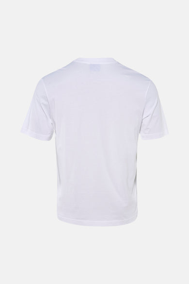 Wit T-shirt met korte mouwen van HUGO BLUE, effen achterkant weergegeven op een witte achtergrond.
