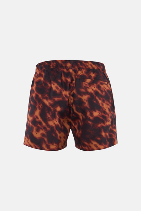 Multicolor zwemshort van HUGO met schildpadprint, de achterkant met elastische tailleband en achterzak.