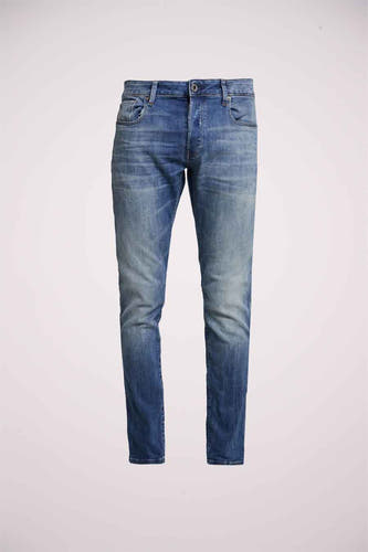 Slim fit jeans van blauw denim van G-Star RAW, met subtiele slijtageplekken en lichte wassing.