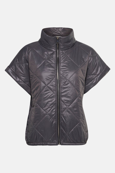Gilet gris Terra di Siena avec un motif en forme de lunettes et un col haut.
