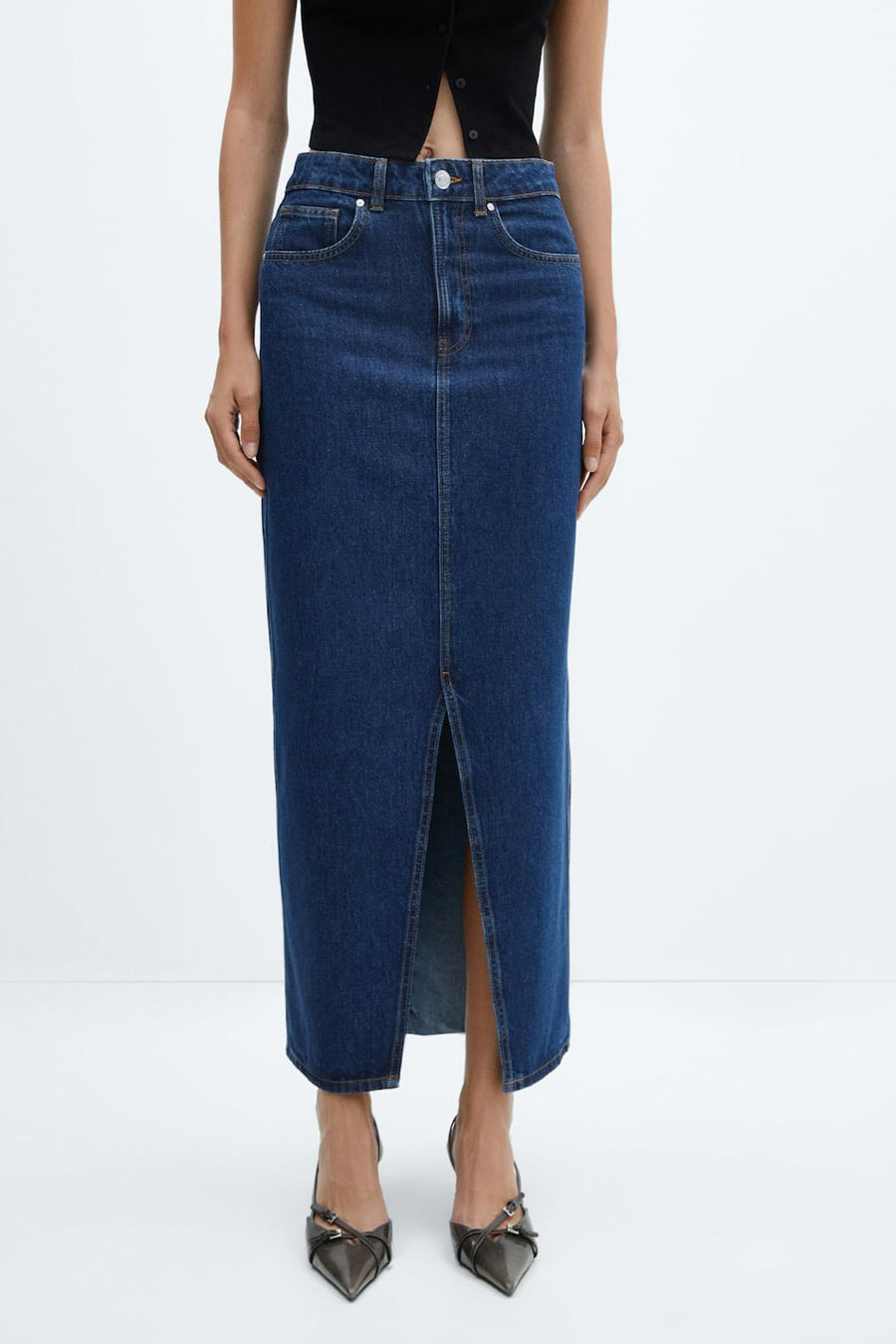Lange rok - mid blue denim