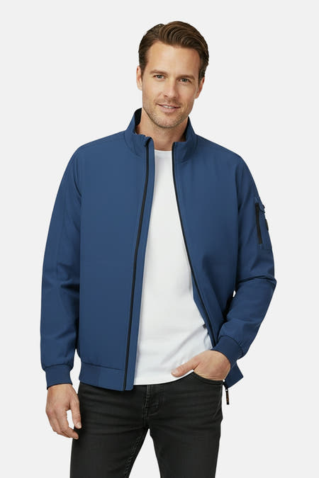 Blauwe korte jas van Cars, met een ritssluiting, lange mouwen en een elastische zoom.