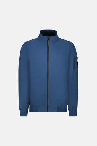 Blauwe korte jas van Cars Jeans met een rits en zak op de mouw.
