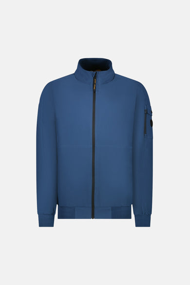Blauwe korte jas van Cars Jeans met een rits en zak op de mouw.
