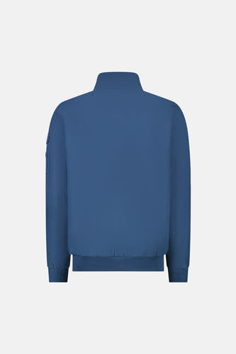 Blauwe korte jas van Cars, met lange mouwen en een opstaande kraag, achterkant.