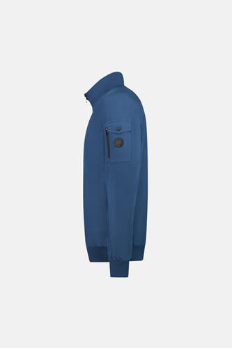 Blauwe korte jas van Cars, met een ritssluiting en een borstzak op de mouw.