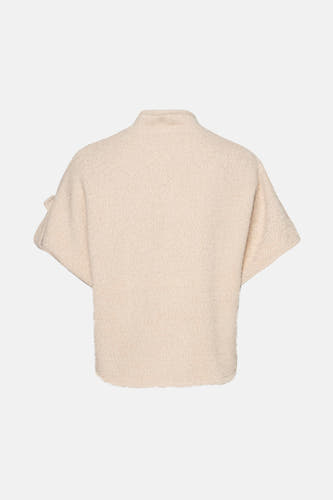 Veste beige de Terra di Siena avec des manches courtes et un tissu texturé.