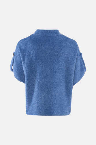 Blauw vest van Terra di Siena, met korte mouwen en decoratieve knoopdetails.
