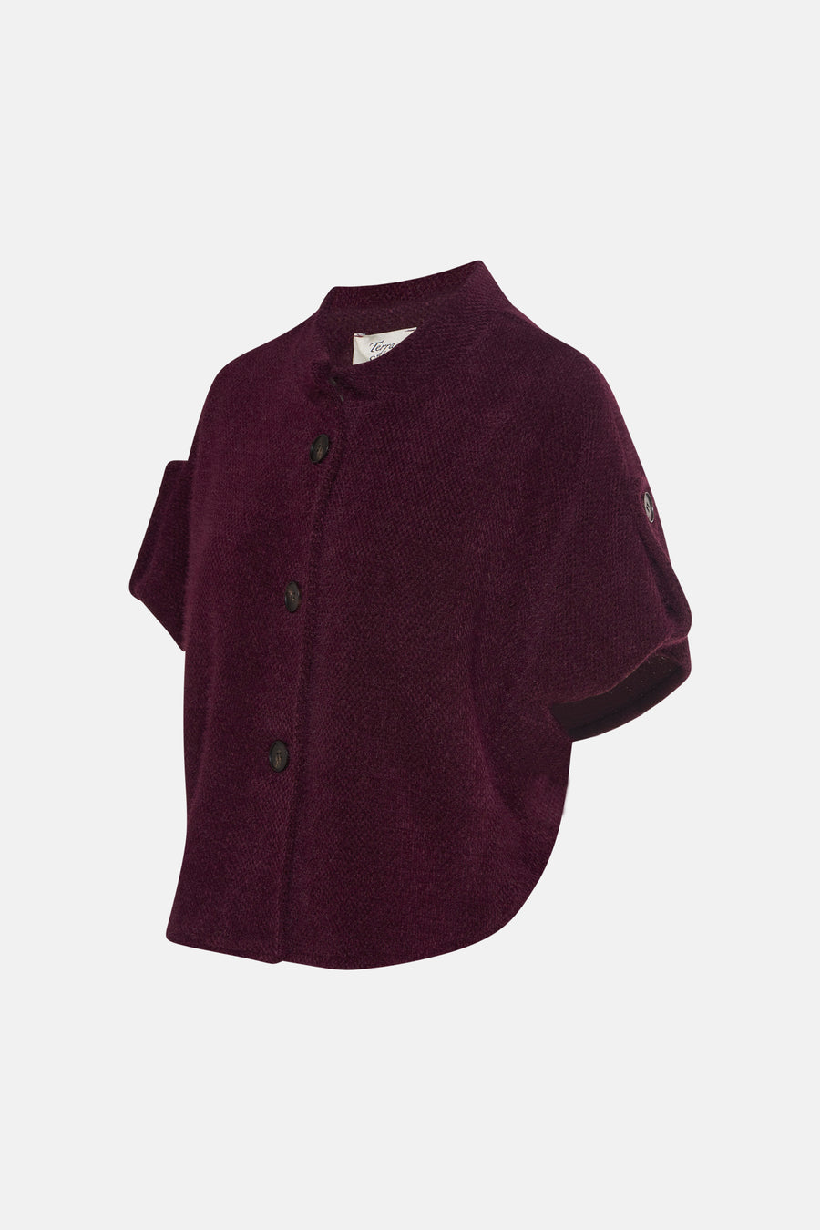 Bordeaux vest van Terra di Siena met knoopsluiting en korte mouwen.