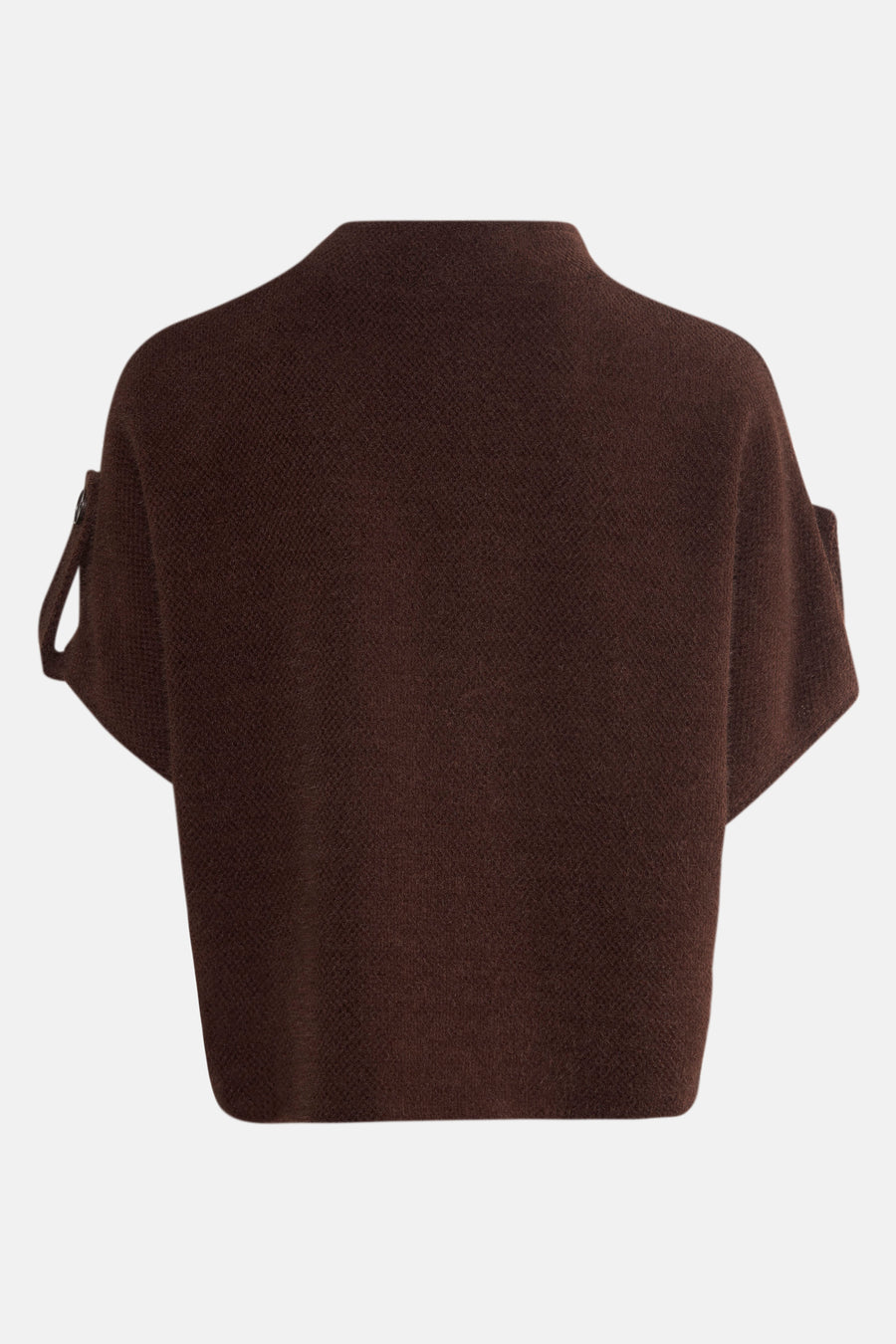 Bruine top met korte mouwen.