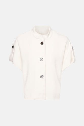 Cardigan écru de Terra di Siena à manches courtes et fermeture boutonnée.