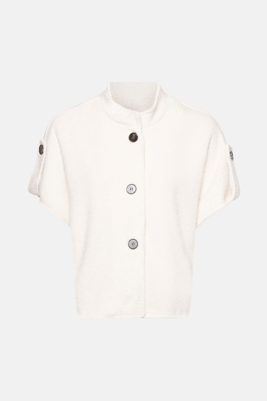 Cardigan écru de Terra di Siena à manches courtes et fermeture boutonnée.
