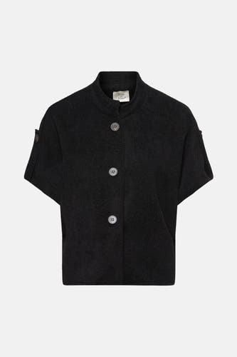 Cardigan noir de Terra di Siena avec des manches courtes et une fermeture à boutons.
