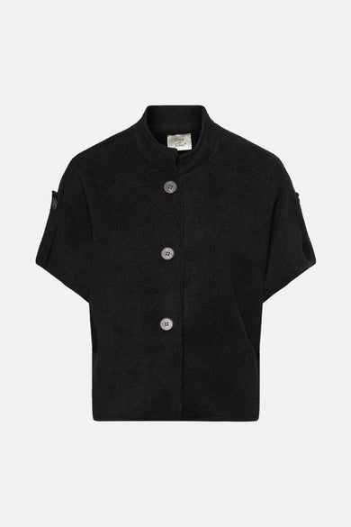 Zwarte cardigan van Terra di Siena met korte mouwen en knoopsluiting.