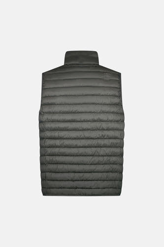 Kaki bodywarmer van Cars, met stiksels in horizontale banen en een opstaande kraag, gezien op de achterkant.

