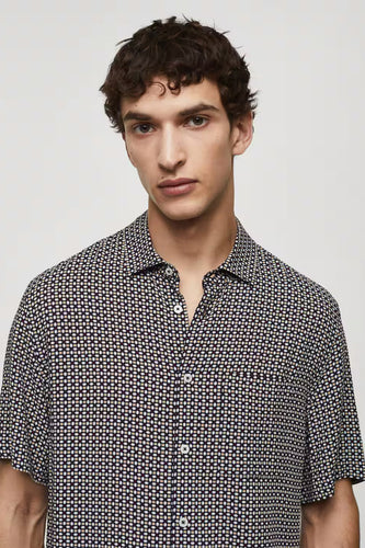 Hemd met korte mouwen - blauw - MANGO