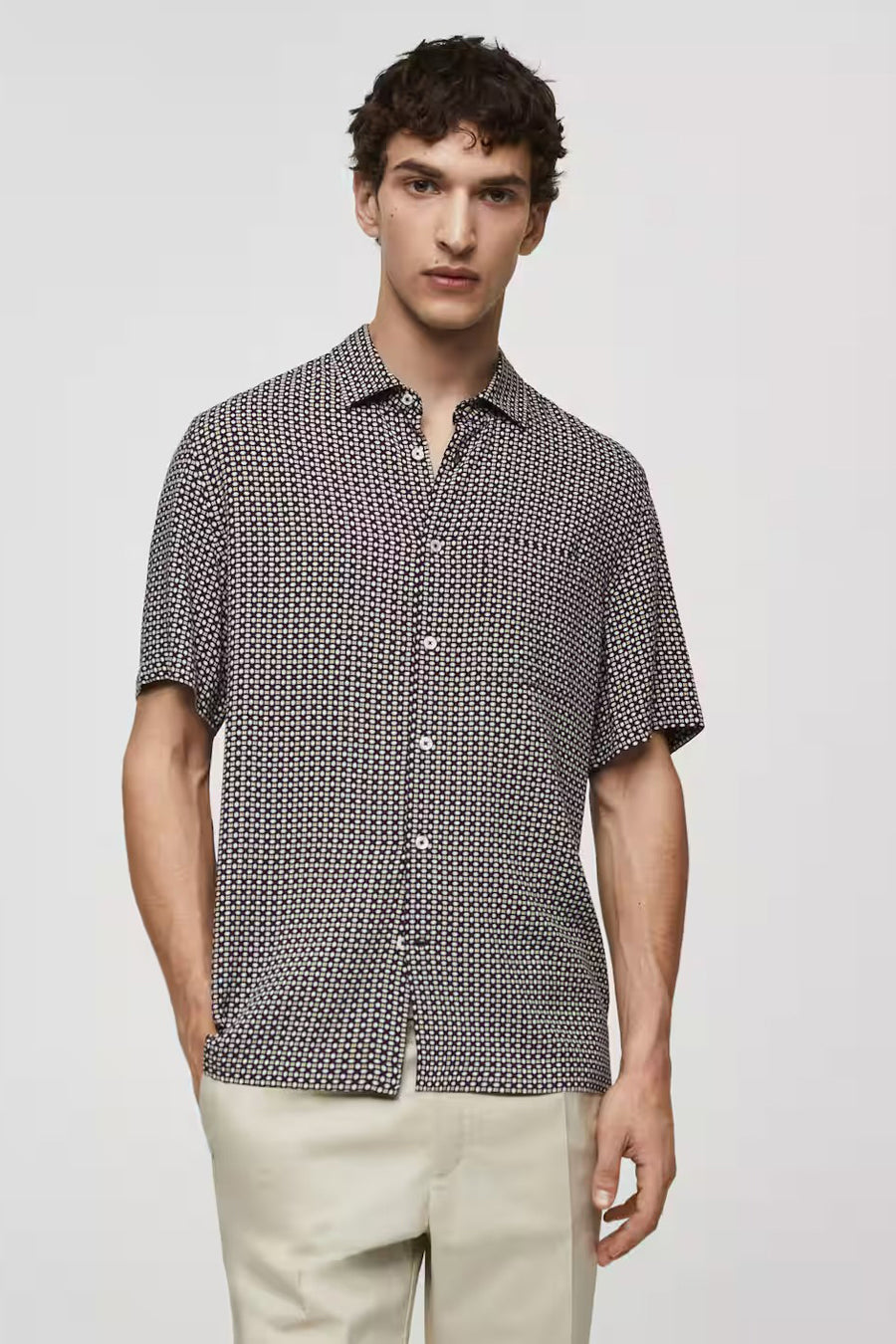 Hemd met korte mouwen - blauw - MANGO