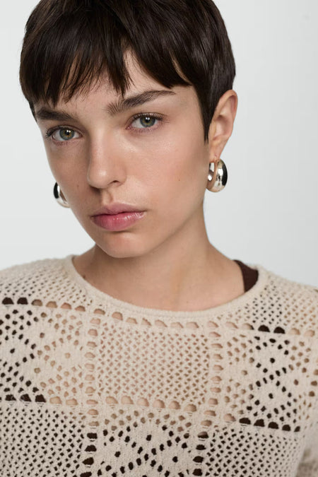 Pull met ronde hals - bruin