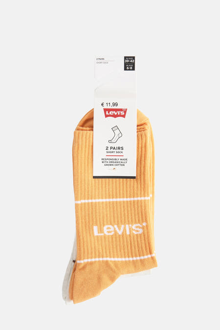Meerkleurige sokken van Levi's, met wit logo en een witte streep.