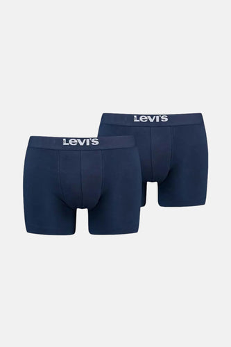 Twee blauwe Levi's boxershorts met witte logo-tailleband.