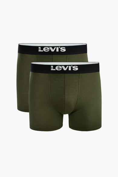 Groene boxershorts van Levi's® met zwarte tailleband met logo, in een set van twee.