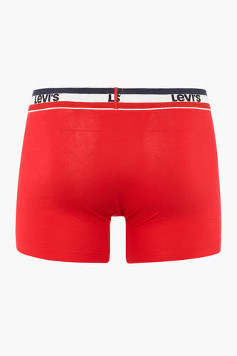 Rode boxers van Levi's® Accessories, met een elastische tailleband in de kleuren blauw, wit en rood.
