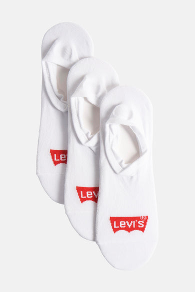 Witte sneakersokken van Levi's®, met rood logo op de voetzool en laag model.
