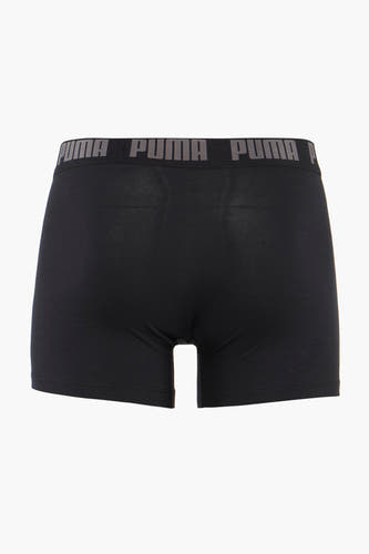 Zwarte boxers van PUMA, met grijze merknaam op de tailleband.