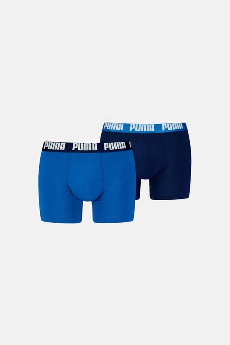 Blauwe boxershorts van PUMA, set van twee, met een elastische tailleband met logo's.