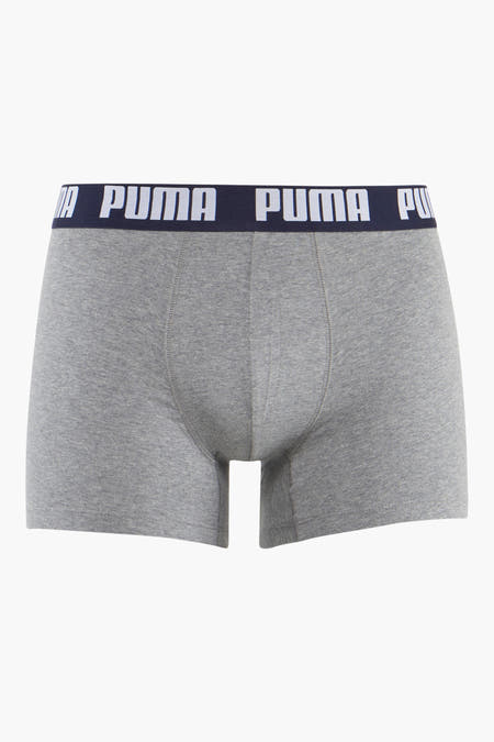 Boxer short gris de Puma avec une bande élastique bleue marine à logo.
