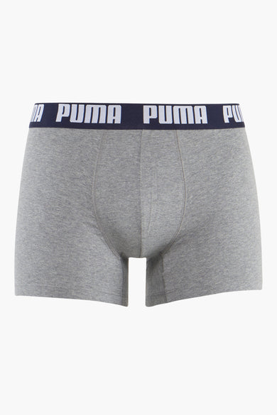 Boxer short gris de Puma avec une bande élastique bleue marine à logo.
