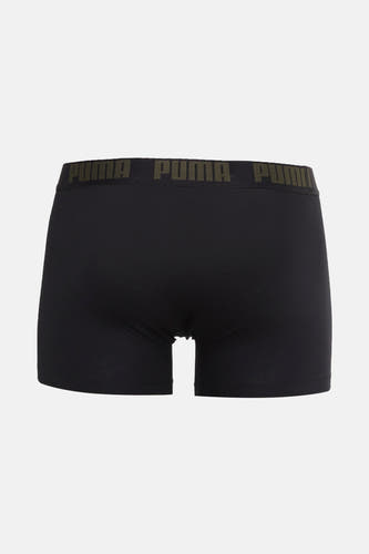 Zwarte boxershort van PUMA met een elastische tailleband met logo in kaki.
