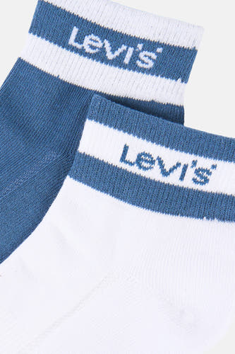 Chaussettes multicolores de Levi's® Accessories, avec des rayures bleues et blanches et le logo de la marque sur le dessus.