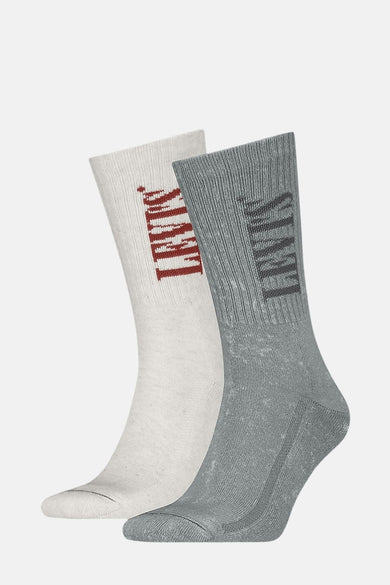 Meerkleurige sokken van Levi's® Accessories, met een gestreept ribbelpatroon en merklogo.